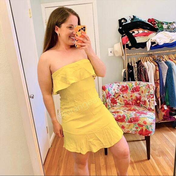 A.L.C. Neon Yellow Strapless Mini Dress 6 - Picture 1 of 8